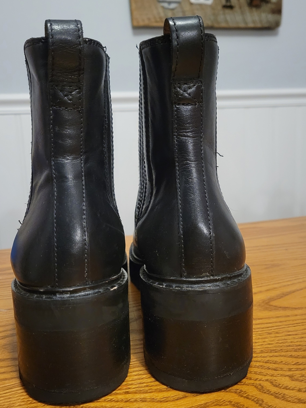 Madewell Black Leather Gwenda Combat Boots 12M - Picture 4 of 7